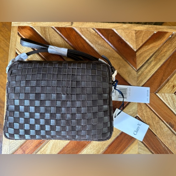 Clare V. Midi Sac - Nappa & Suede Woven Checker Mahagony NWT $375 - Picture 8 of 14